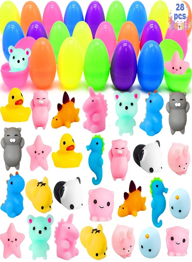 LUKBERA 28Pcs Easter Eggs Prefilled with Mochi Squishy Toys, Mini Kawaii Animals Squishies Stress Relief for Kids Easter Egg Hunt Easter Basket Stuffers School Classroom Gifts - Image 1